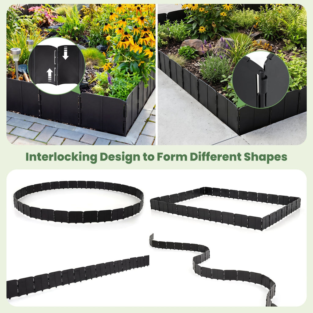 Garden Edging Borders 70-Piece Interlocking No-Dig Set