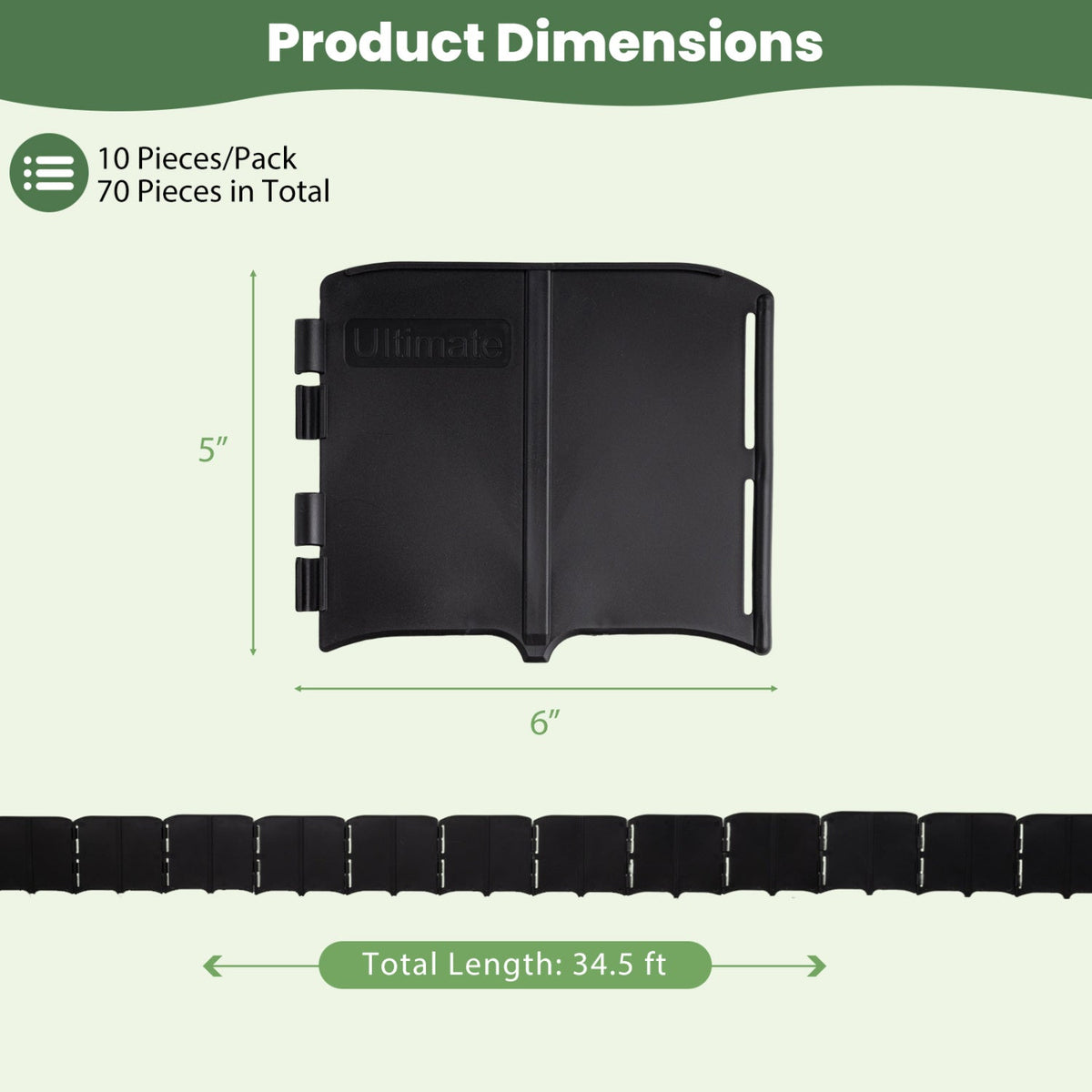 Garden Edging Borders 70-Piece Interlocking No-Dig Set
