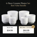 3-Piece White Stoneware Planter Pot Set with Embossed Texture