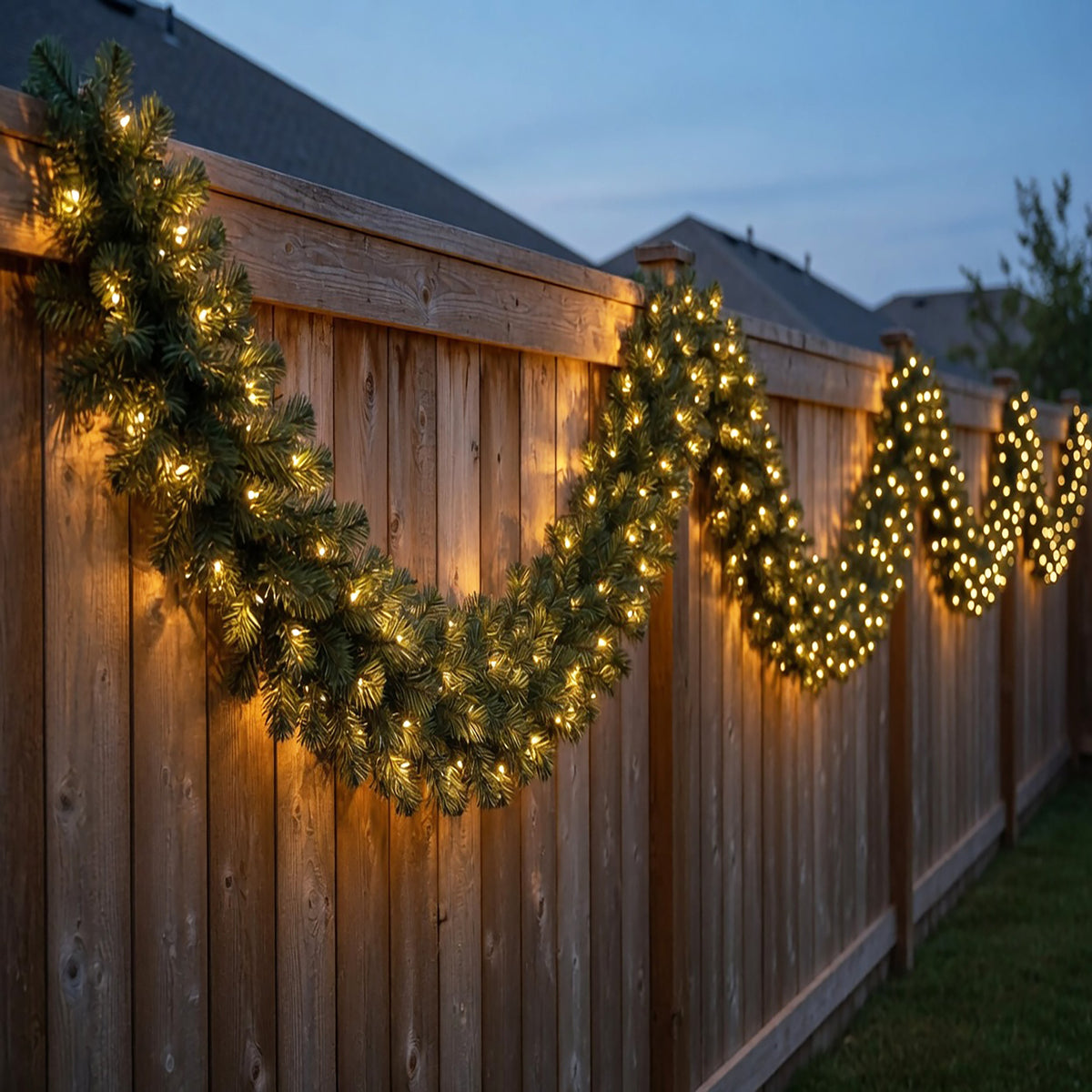 50 ft Long Pre-Lit, Christmas Garland Pathway Lights, 400 - 5mm Warm White LED Lights
