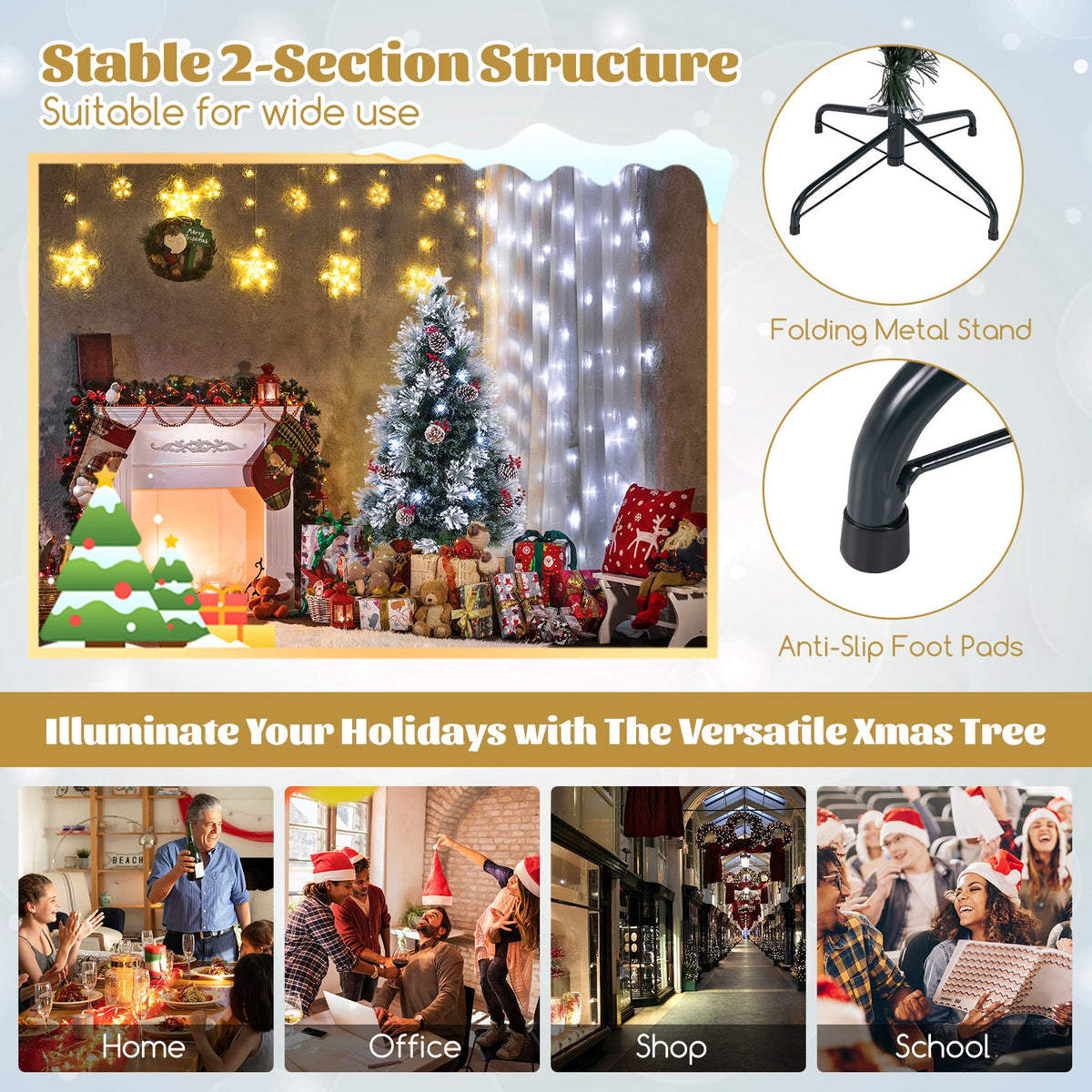 5 FT Flocked Christmas Tree with 8 Lighting Modes