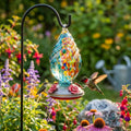 Aqua Confetti Teardrop Hand Blown Glass Humming Bird Feeder RC40B