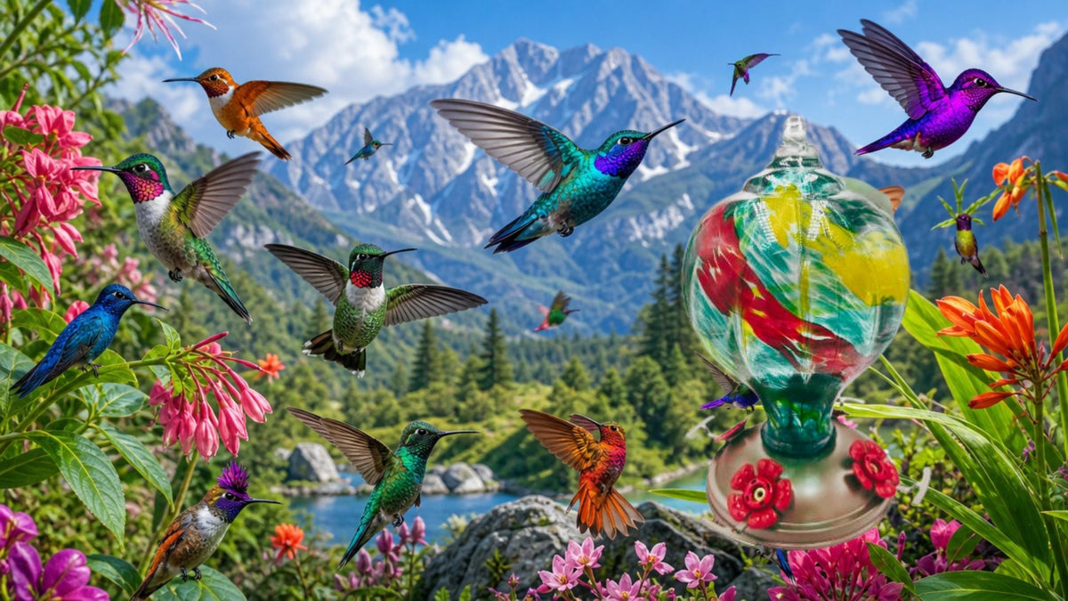 Solstice Balloon Hand Blown Glass Hummingbird Feeder BA06B