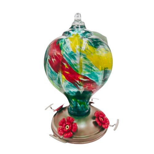 Solstice Balloon Hand Blown Glass Hummingbird Feeder BA06B