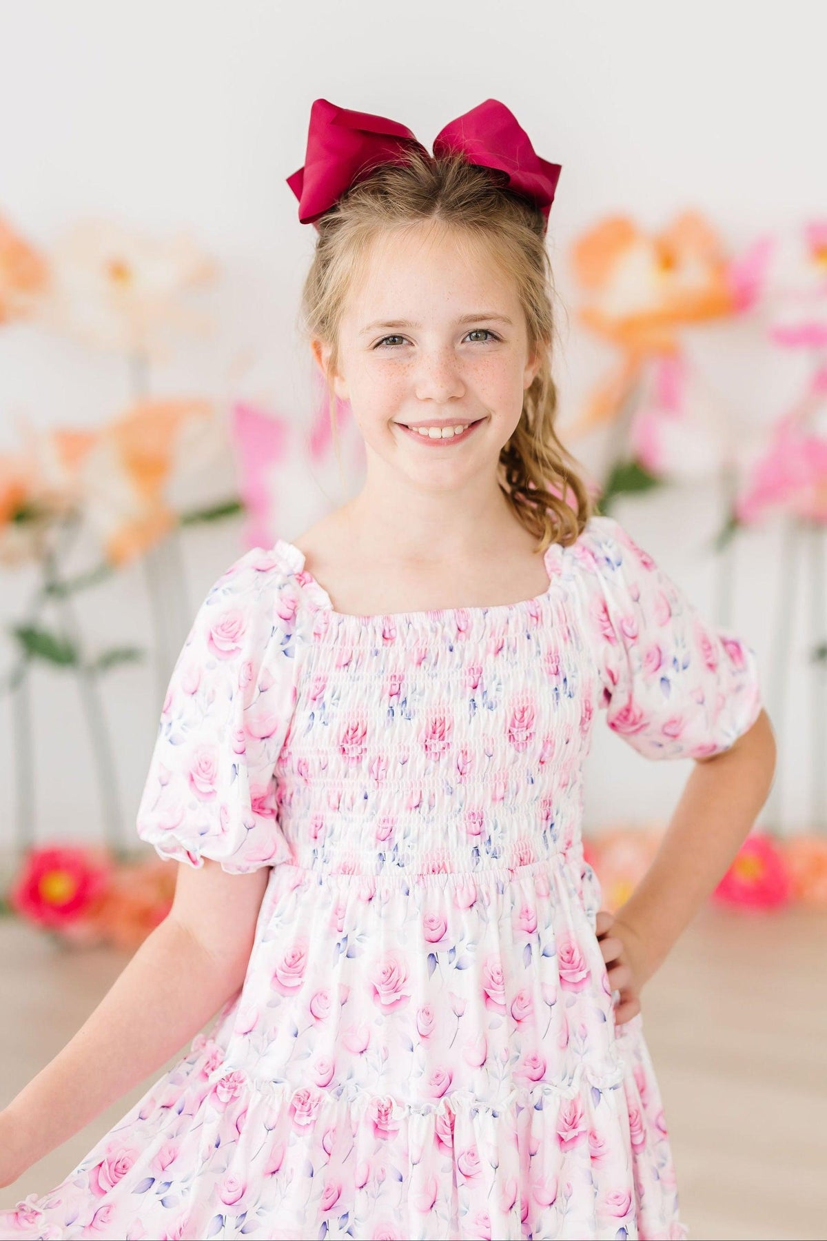 SALE Rose Garden Smocked Ruffle Dress