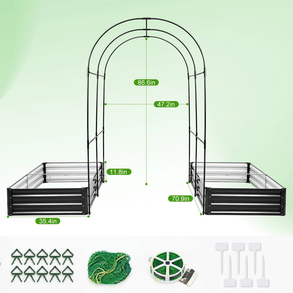 Raised Garden Bed with Arch Trellis - 2 Pack