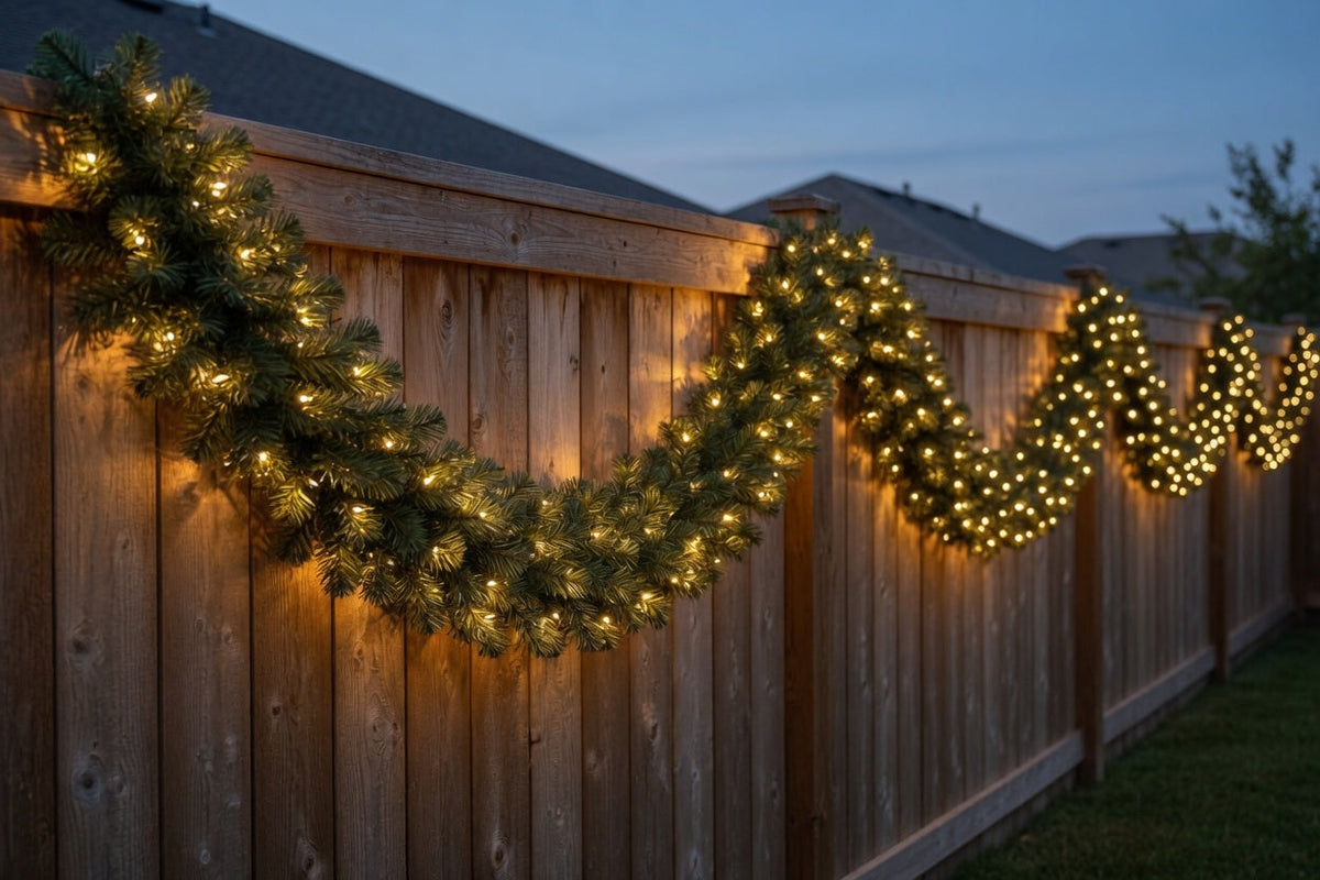 50 ft Long Pre-Lit, Christmas Garland Pathway Lights, 400 - 5mm Warm White LED Lights